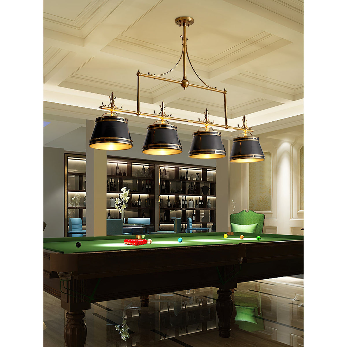 Sloane Chandelier - Exquisite Brass Multi-Arm Overhead Light | Modern Dining & Game Room Chandelier