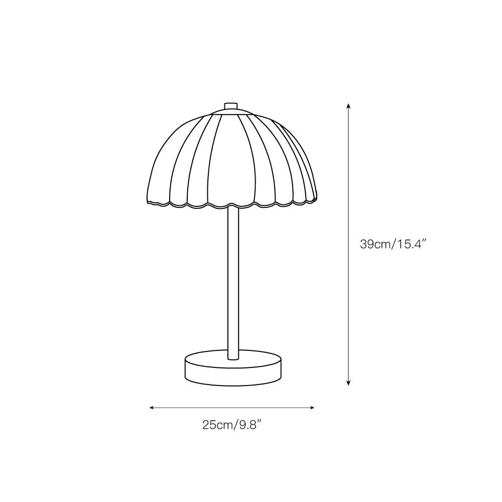 Small Umbrella Table Lamp - Matte Grooved Glass & Brass Lamp | Modern Nordic Table Light
