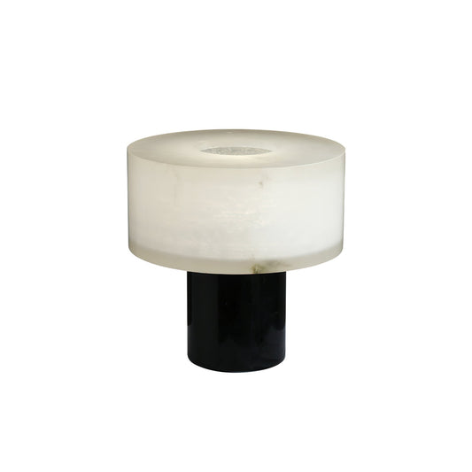 Small Solid Alabaster Table Lamp - Carrara Marble & Acid-Etched Alabaster Lamp | Modern Luxury Table Light