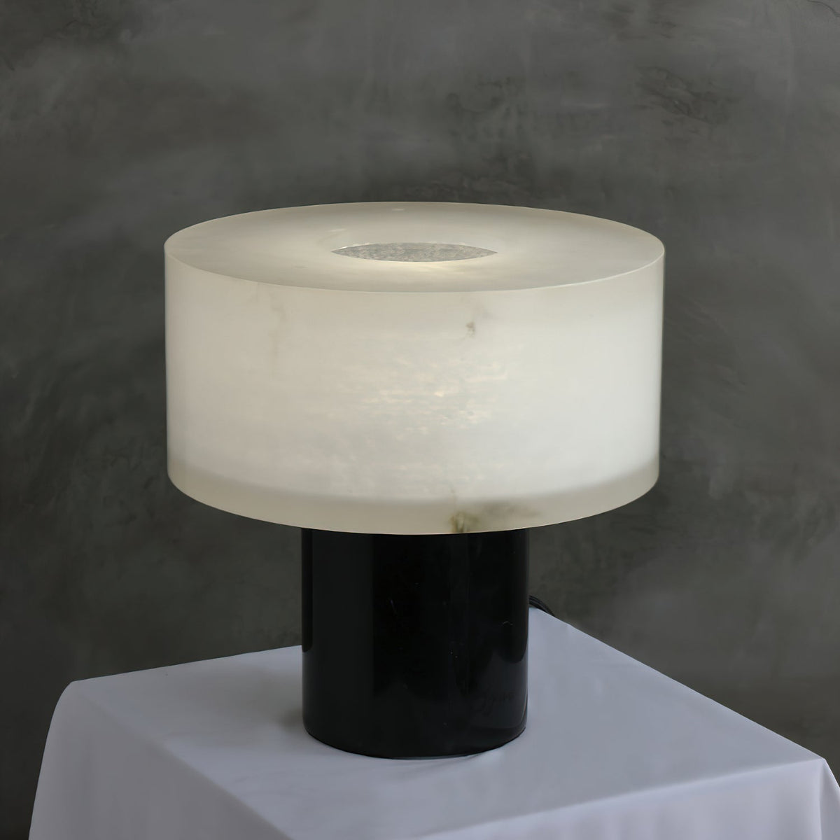 Small Solid Alabaster Table Lamp - Carrara Marble & Acid-Etched Alabaster Lamp | Modern Luxury Table Light