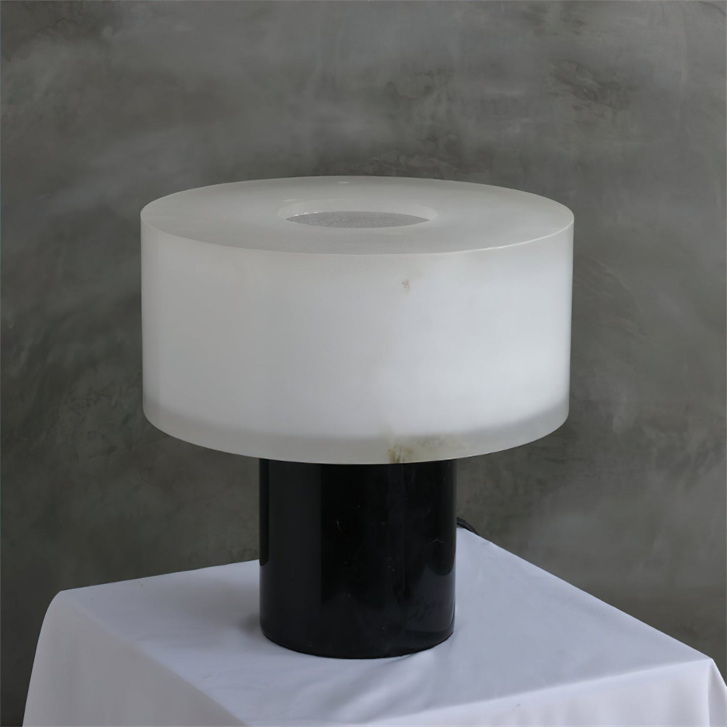 Small Solid Alabaster Table Lamp - Carrara Marble & Acid-Etched Alabaster Lamp | Modern Luxury Table Light