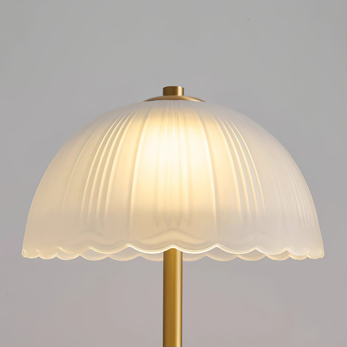 Small Umbrella Table Lamp - Matte Grooved Glass & Brass Lamp | Modern Nordic Table Light