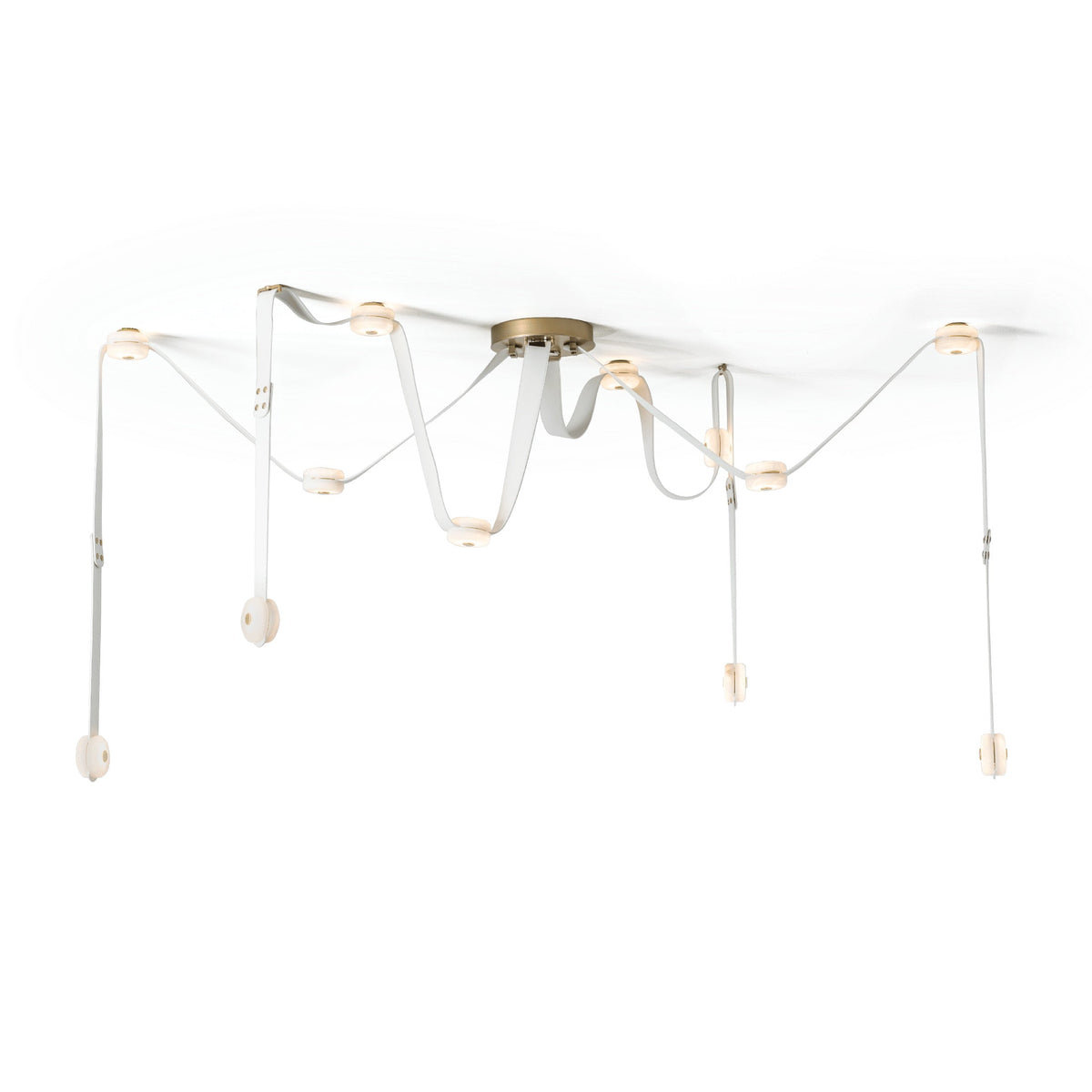 Snaps LED Chandelier - Fine Leather & Natural Alabaster Statement Light | Modern Architectural Chandelier
