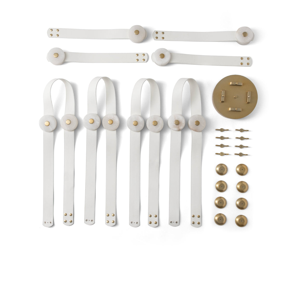 Snaps LED Chandelier - Fine Leather & Natural Alabaster Statement Light | Modern Architectural Chandelier
