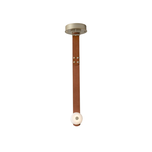 Snaps LED Pendant Lamp - Fine-Grain Leather & Alabaster Pendant | Modern Architectural Hanging Light