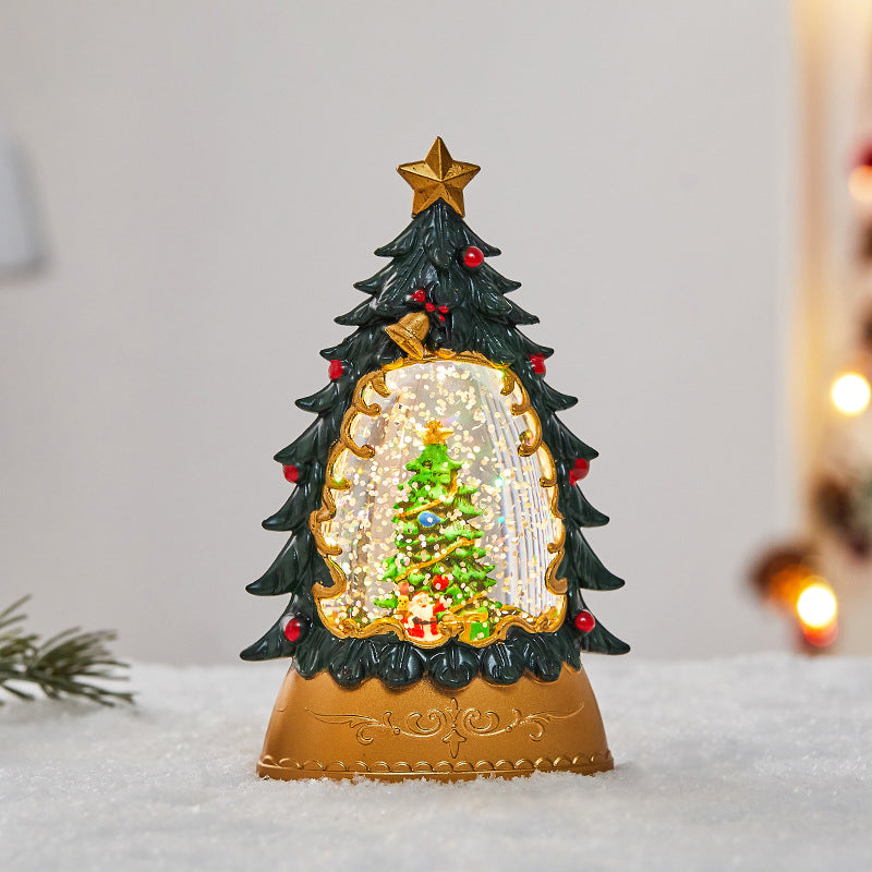 Snow Globe Table Lamp (Built-in Battery) - Rechargeable Festive Christmas Lantern | Mini LED Holiday Night Light