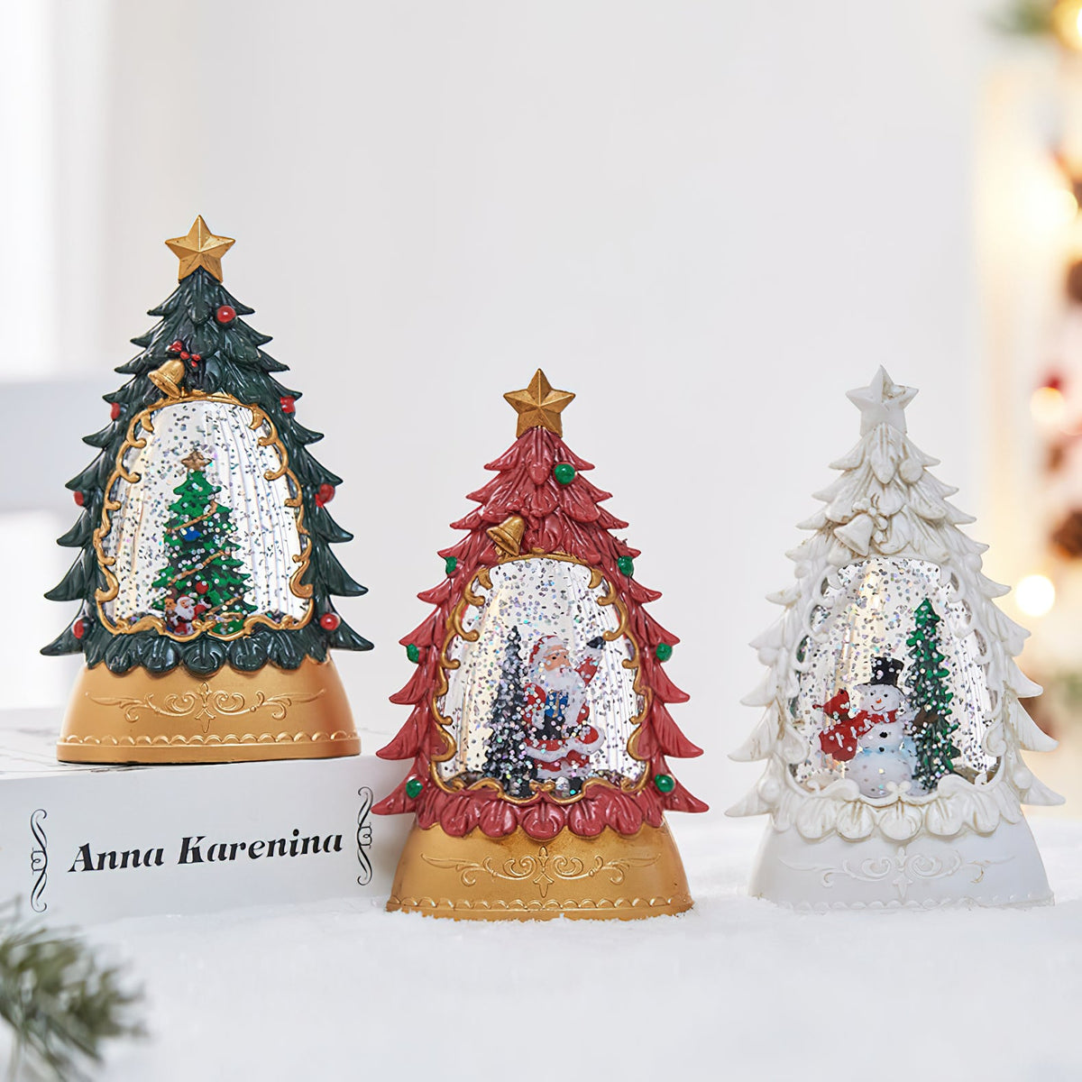 Snow Globe Table Lamp (Built-in Battery) - Rechargeable Festive Christmas Lantern | Mini LED Holiday Night Light
