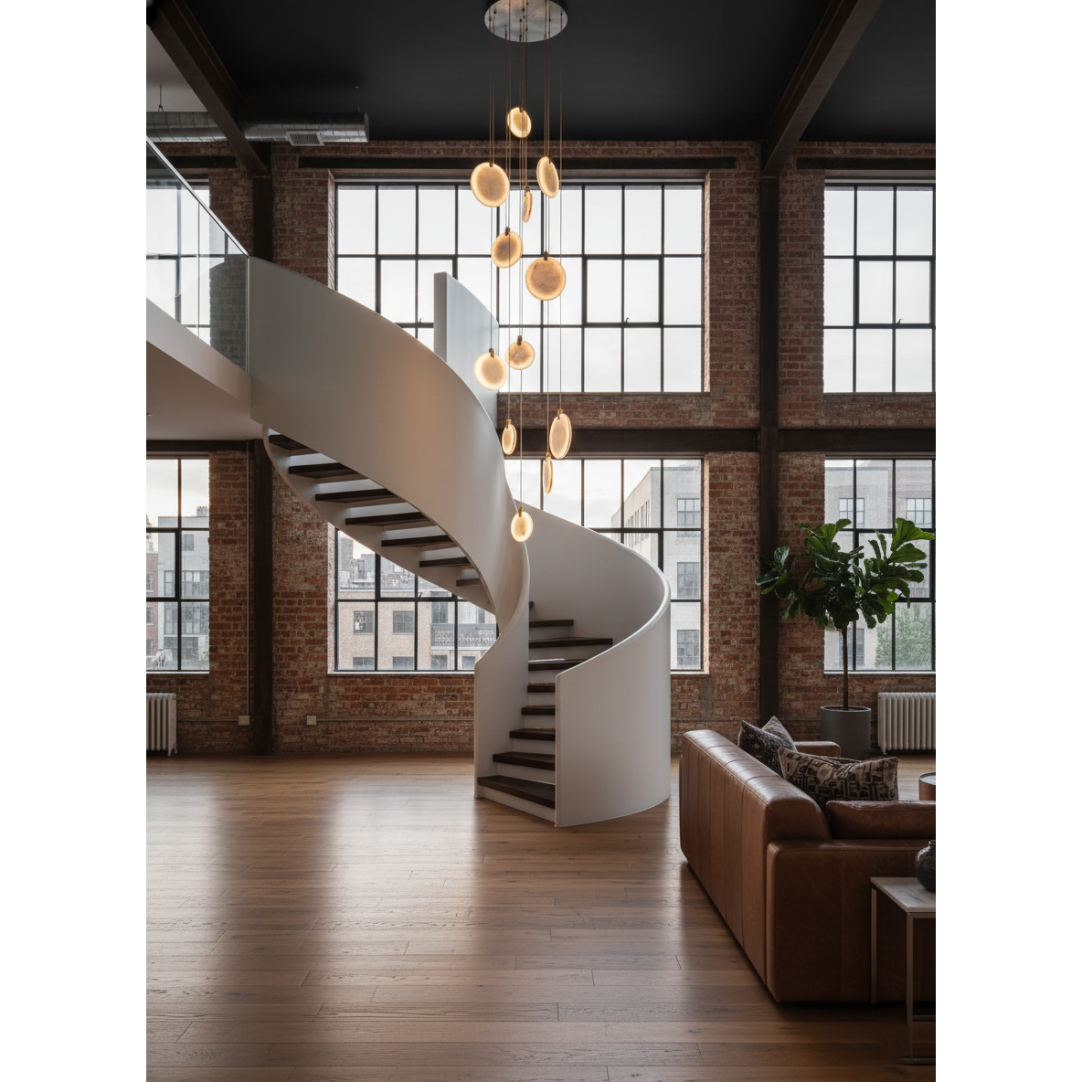 Soho Alabaster Pendant Light - Natural Stone Twin Disc Pendant | Brass & Alabaster Overhead Light