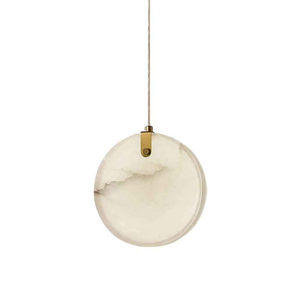 Soho Alabaster Pendant Light - Natural Stone Twin Disc Pendant | Brass & Alabaster Overhead Light