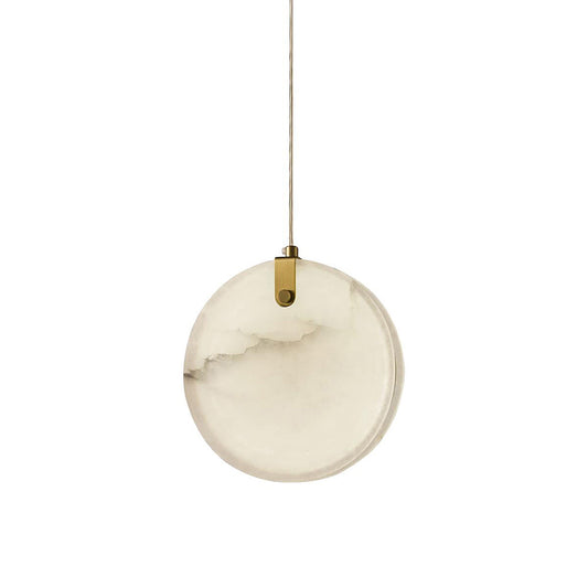 Soho Alabaster Pendant Light - Natural Stone Twin Disc Pendant | Brass & Alabaster Overhead Light