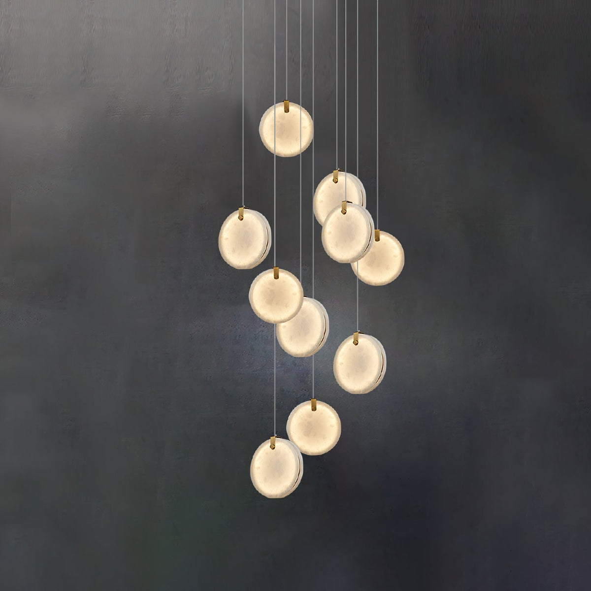Soho Alabaster Pendant Light - Natural Stone Twin Disc Pendant | Brass & Alabaster Overhead Light
