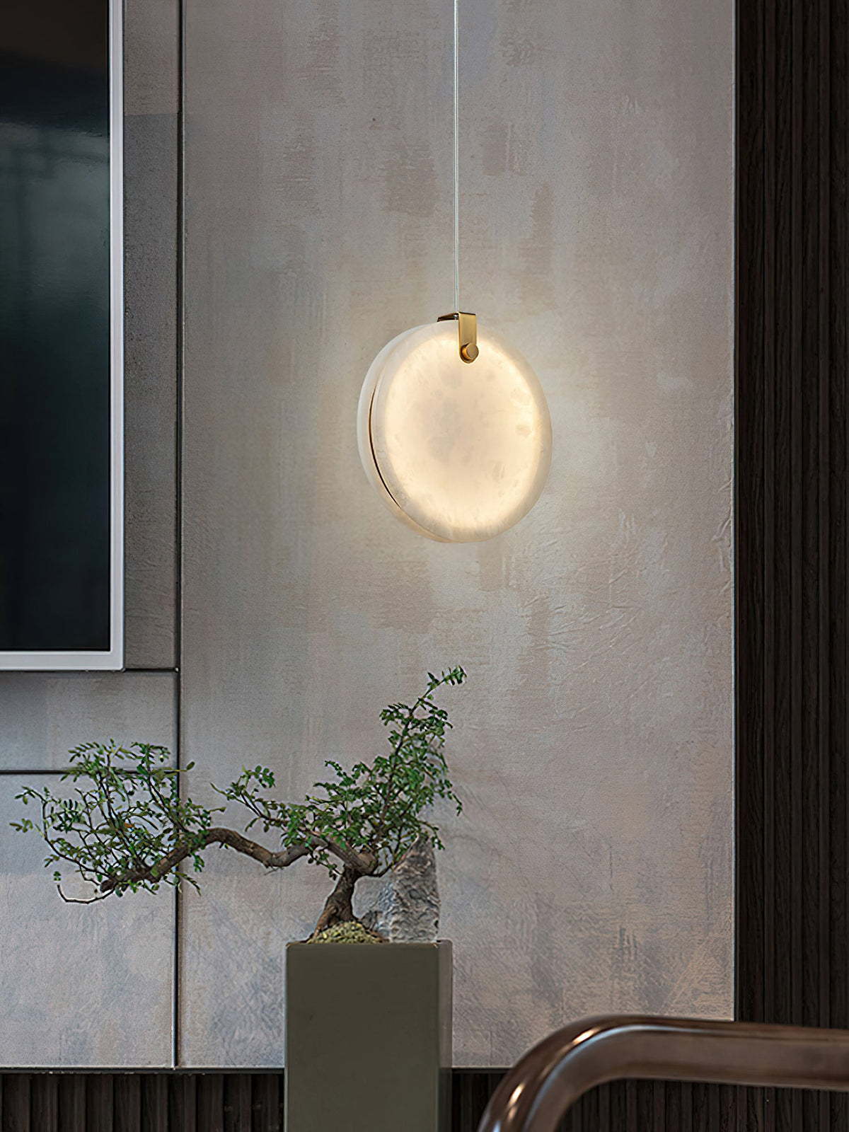 Soho Alabaster Pendant Light - Natural Stone Twin Disc Pendant | Brass & Alabaster Overhead Light