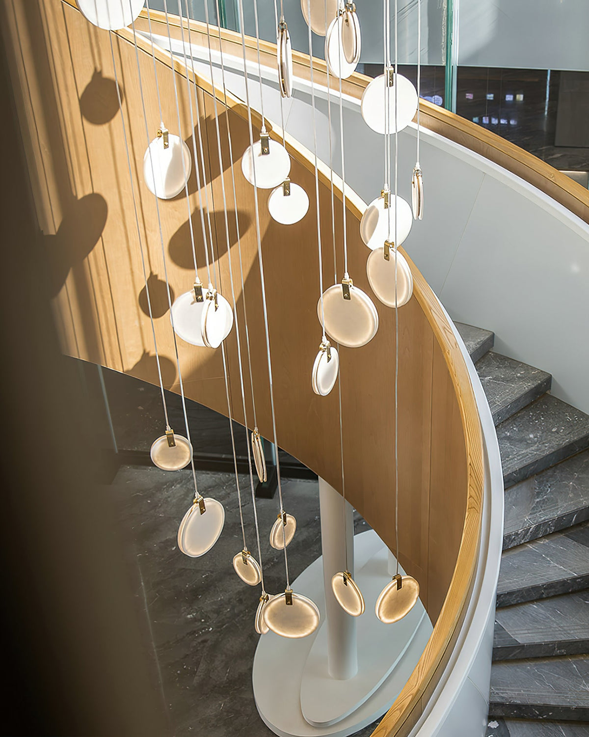 Soho Alabaster Pendant Light - Natural Stone Twin Disc Pendant | Brass & Alabaster Overhead Light