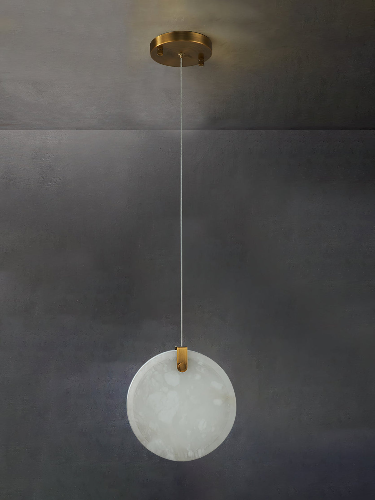 Soho Alabaster Pendant Light - Natural Stone Twin Disc Pendant | Brass & Alabaster Overhead Light