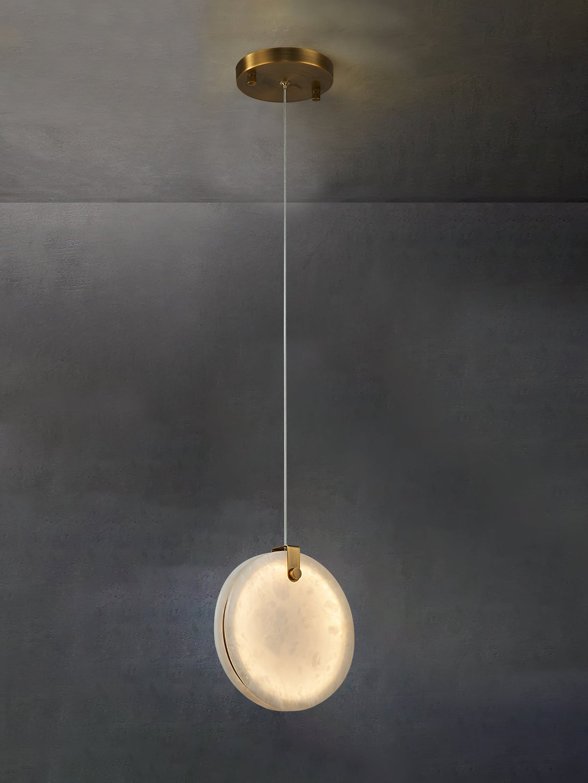 Soho Alabaster Pendant Light - Natural Stone Twin Disc Pendant | Brass & Alabaster Overhead Light