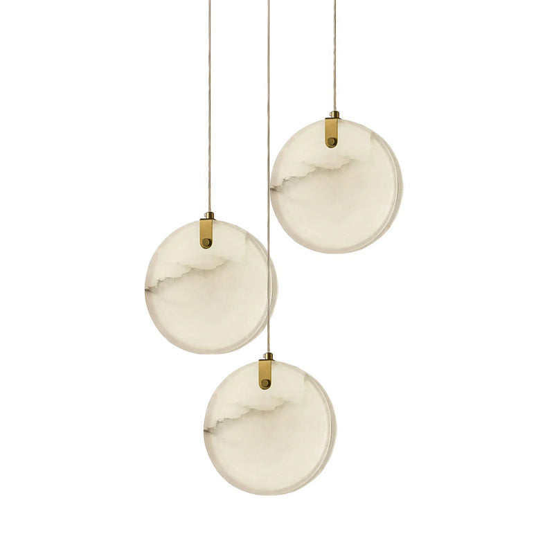 Soho Alabaster Pendant Light - Natural Stone Twin Disc Pendant | Brass & Alabaster Overhead Light