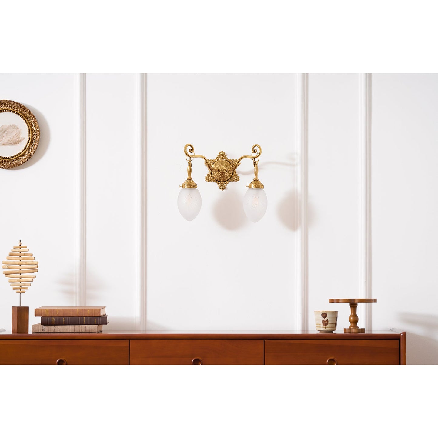 Solange Classic Wall Lamp - Polished Brass & Opaque Glass Sconce | Vintage European Wall Light