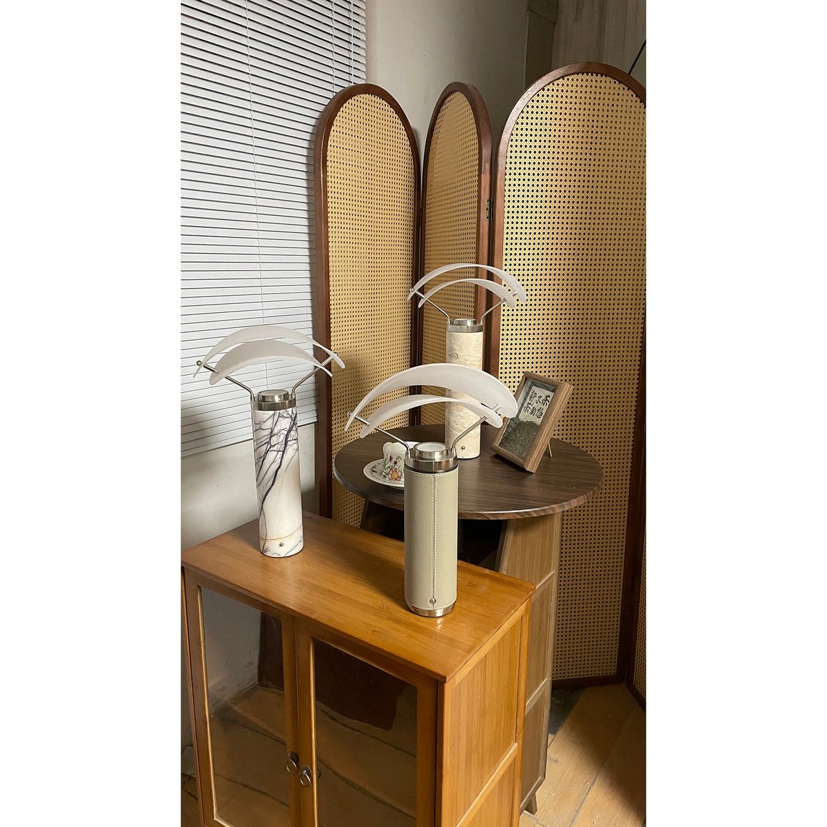 Sompex Marble Table Lamp - Natural Stone & Travertine Desk Light | Modern Dimmable LED Table Lamp