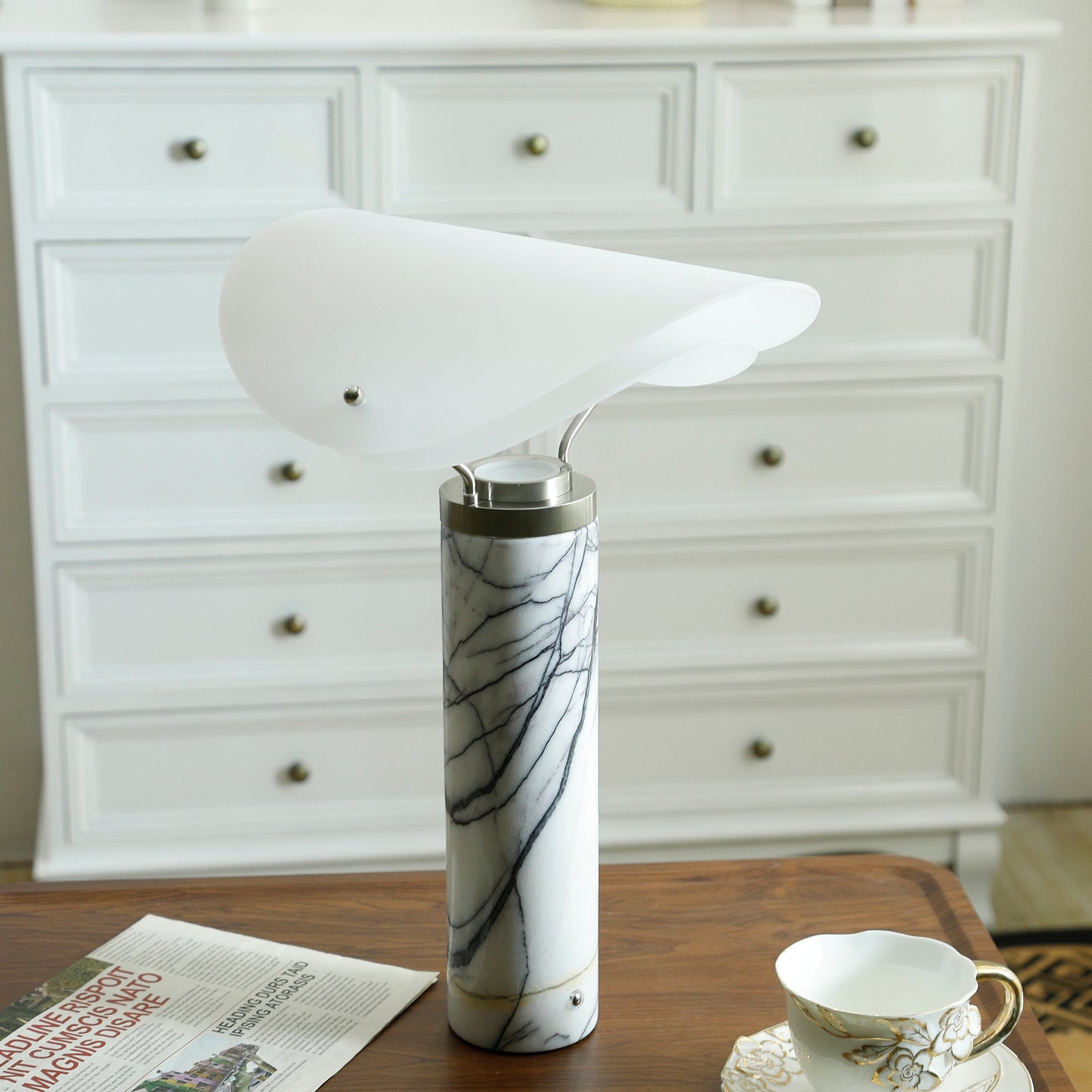 Sompex Marble Table Lamp - Natural Stone & Travertine Desk Light | Modern Dimmable LED Table Lamp