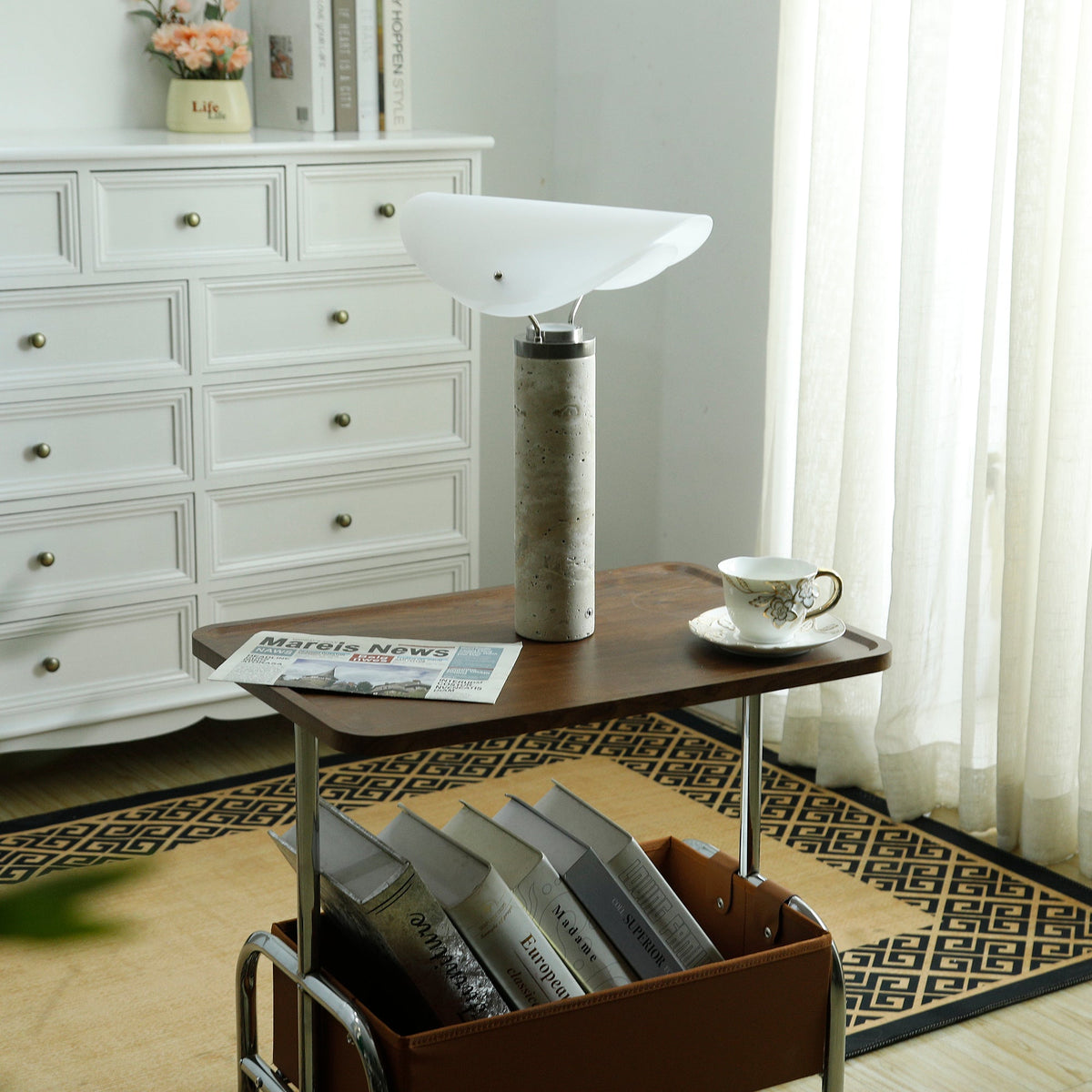 Sompex Marble Table Lamp - Natural Stone & Travertine Desk Light | Modern Dimmable LED Table Lamp