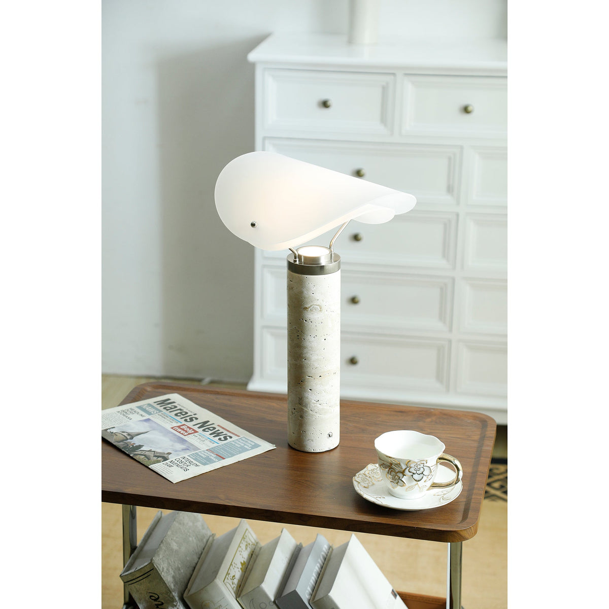 Sompex Marble Table Lamp - Natural Stone & Travertine Desk Light | Modern Dimmable LED Table Lamp