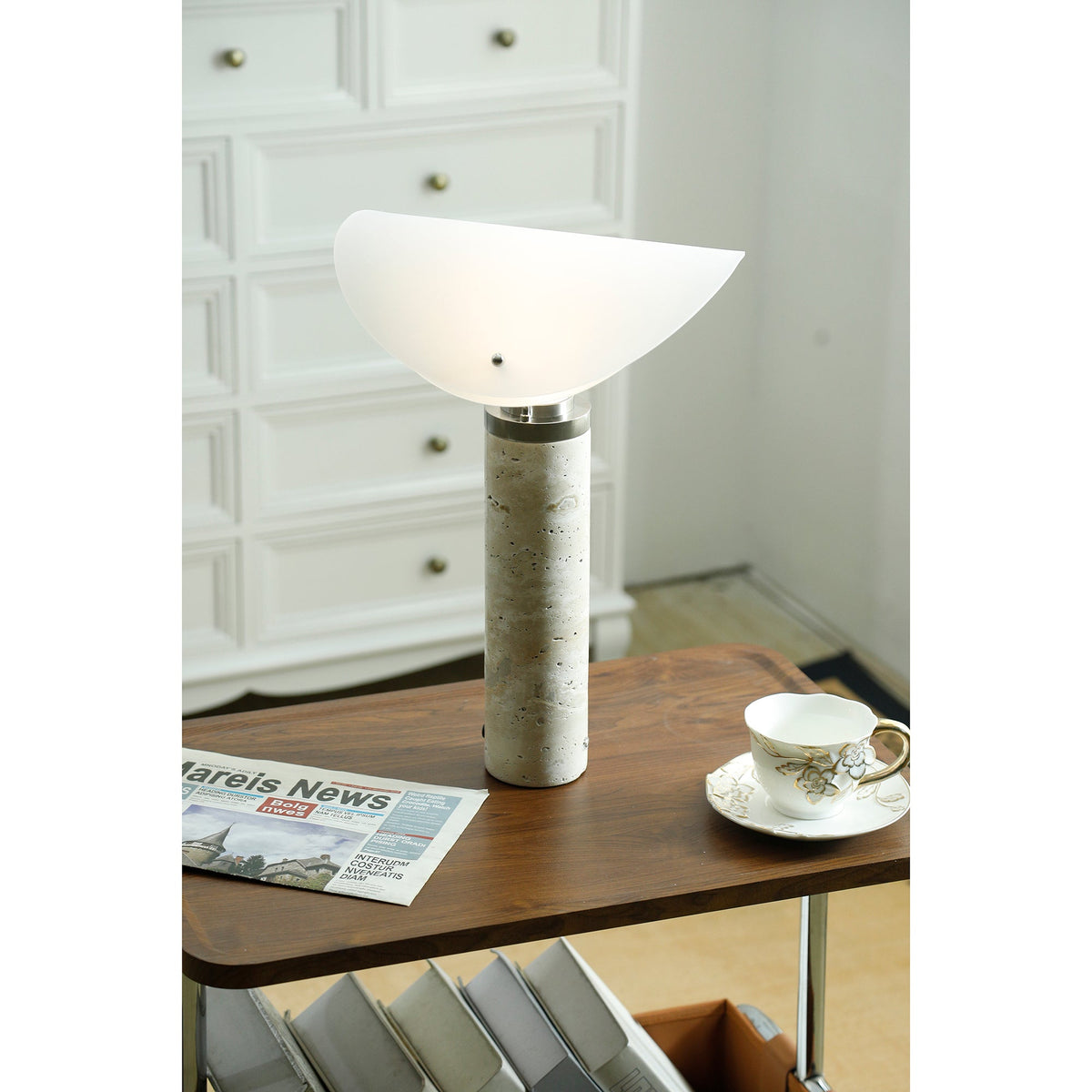 Sompex Marble Table Lamp - Natural Stone & Travertine Desk Light | Modern Dimmable LED Table Lamp