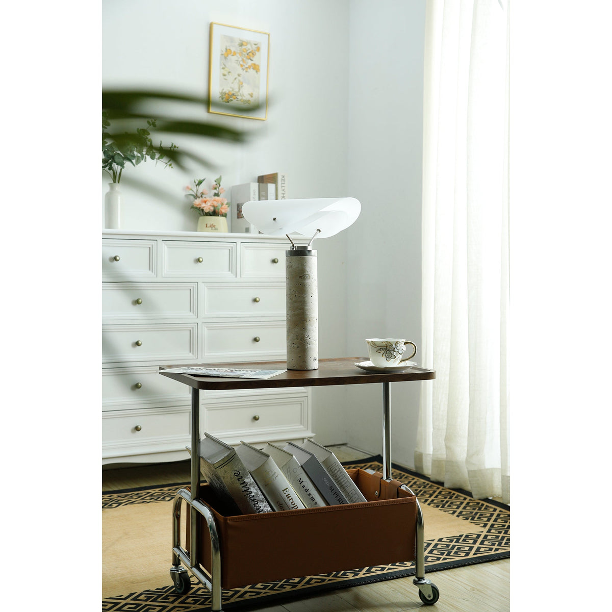 Sompex Marble Table Lamp - Natural Stone & Travertine Desk Light | Modern Dimmable LED Table Lamp