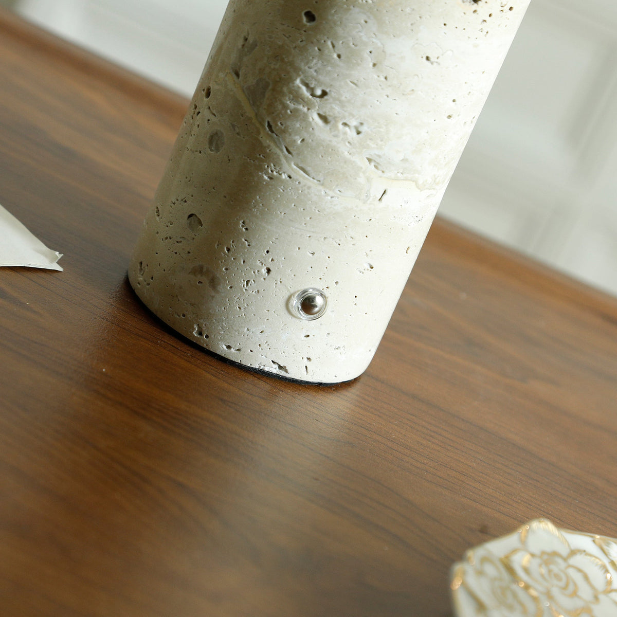 Sompex Marble Table Lamp - Natural Stone & Travertine Desk Light | Modern Dimmable LED Table Lamp