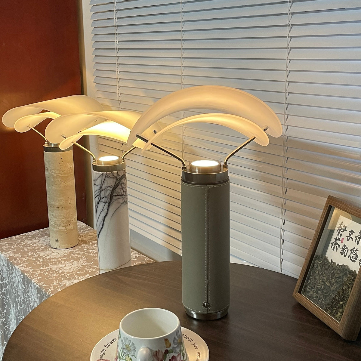Sompex Marble Table Lamp - Natural Stone & Travertine Desk Light | Modern Dimmable LED Table Lamp