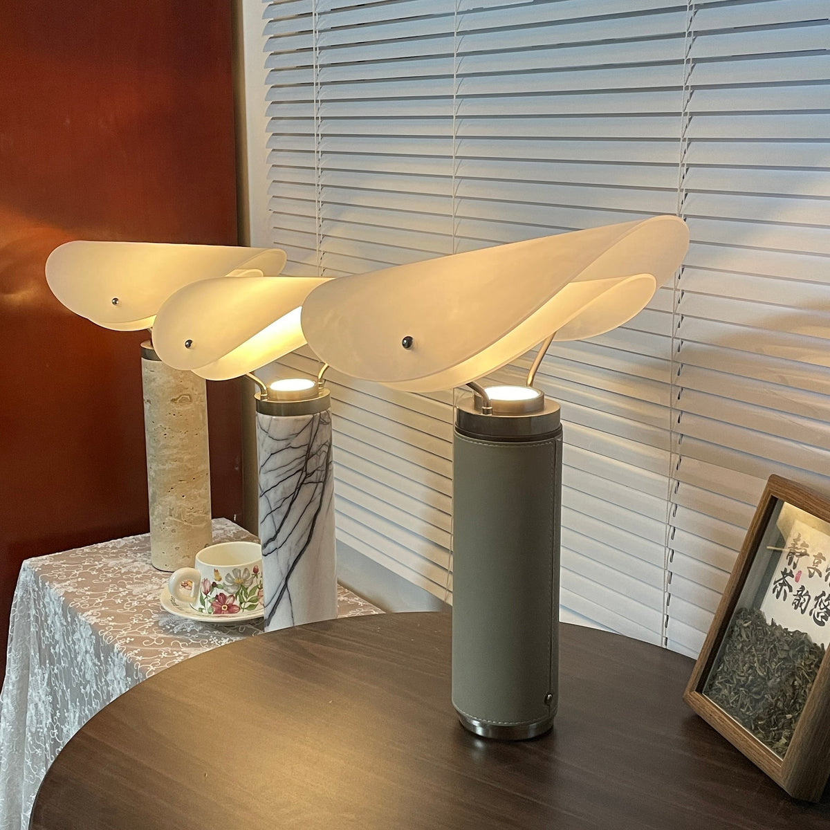 Sompex Marble Table Lamp - Natural Stone & Travertine Desk Light | Modern Dimmable LED Table Lamp