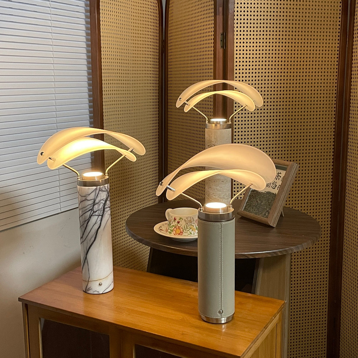 Sompex Marble Table Lamp - Natural Stone & Travertine Desk Light | Modern Dimmable LED Table Lamp
