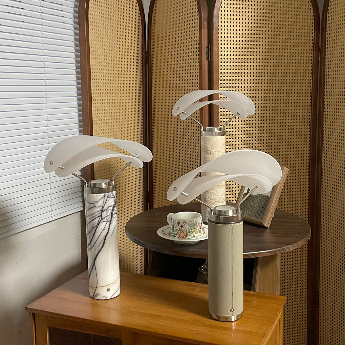 Sompex Marble Table Lamp - Natural Stone & Travertine Desk Light | Modern Dimmable LED Table Lamp