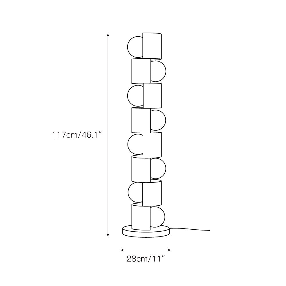 Space Age Totem Floor Lamp - Italian Retro Geometric Stacked Floor Lamp | Space Age Standing Light
