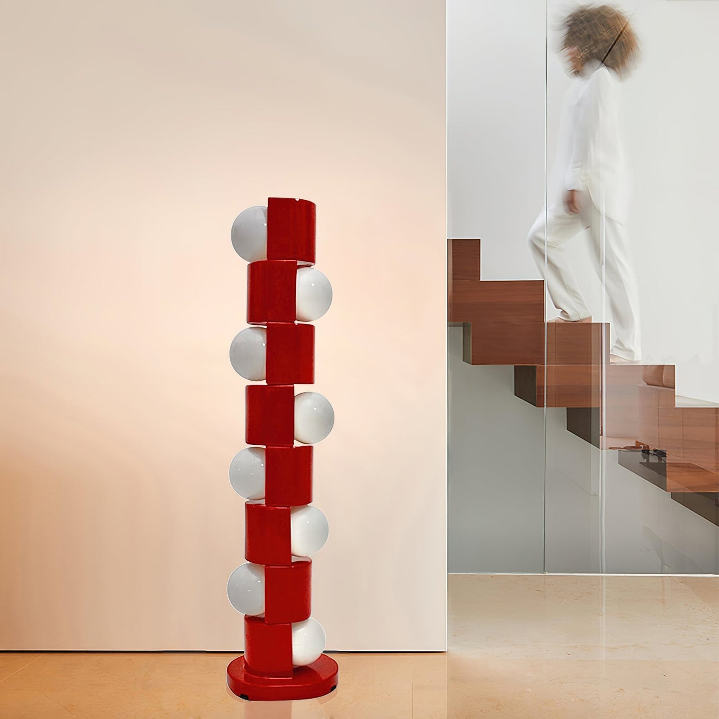 Space Age Totem Floor Lamp - Italian Retro Geometric Stacked Floor Lamp | Space Age Standing Light