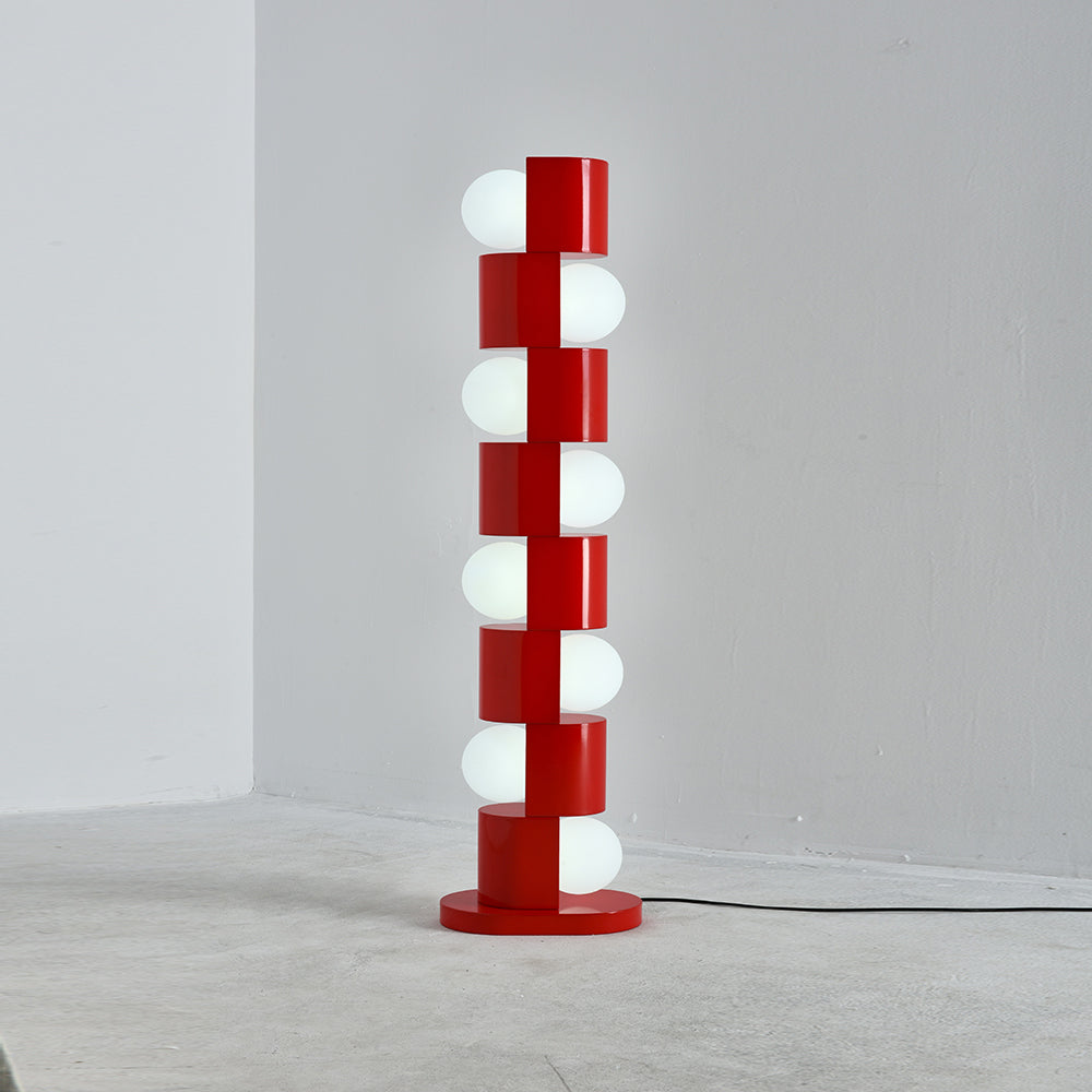 Space Age Totem Floor Lamp - Italian Retro Geometric Stacked Floor Lamp | Space Age Standing Light