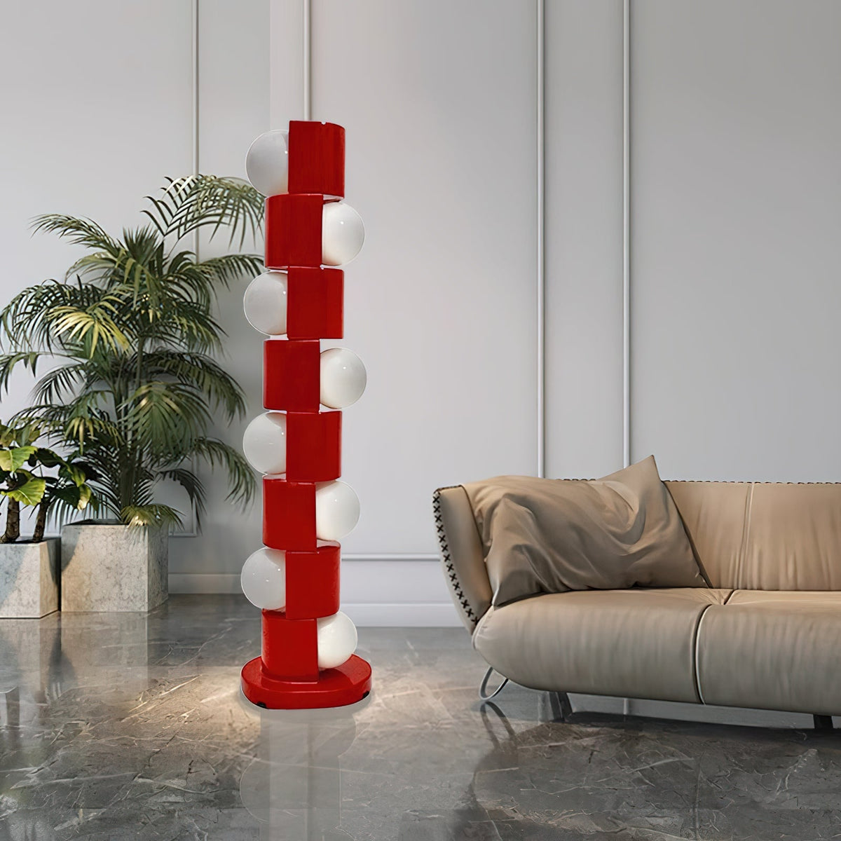 Space Age Totem Floor Lamp - Italian Retro Geometric Stacked Floor Lamp | Space Age Standing Light