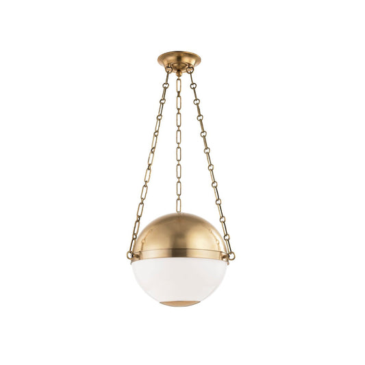 Sphere No.2 Pendant Lamp - Mid-Century Brass & Opal Glass Globe Pendant Light | Modern Overhead Island Light