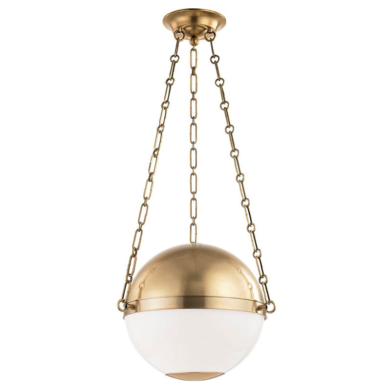 Sphere No.2 Pendant Lamp - Mid-Century Brass & Opal Glass Globe Pendant Light | Modern Overhead Island Light