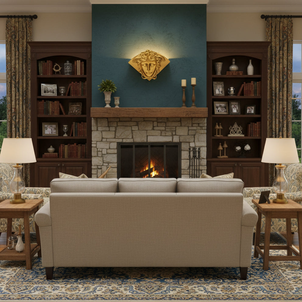 Sphinx Brass Wall Lamp - Polished Brass Wall Sconce | Modern Architectural Accent Light