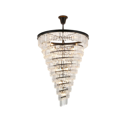 Spiral Tiered Layered Crystal Chandelier - Cascading Crystal Prism Overhead Light | Grand Entryway Foyer Lamp