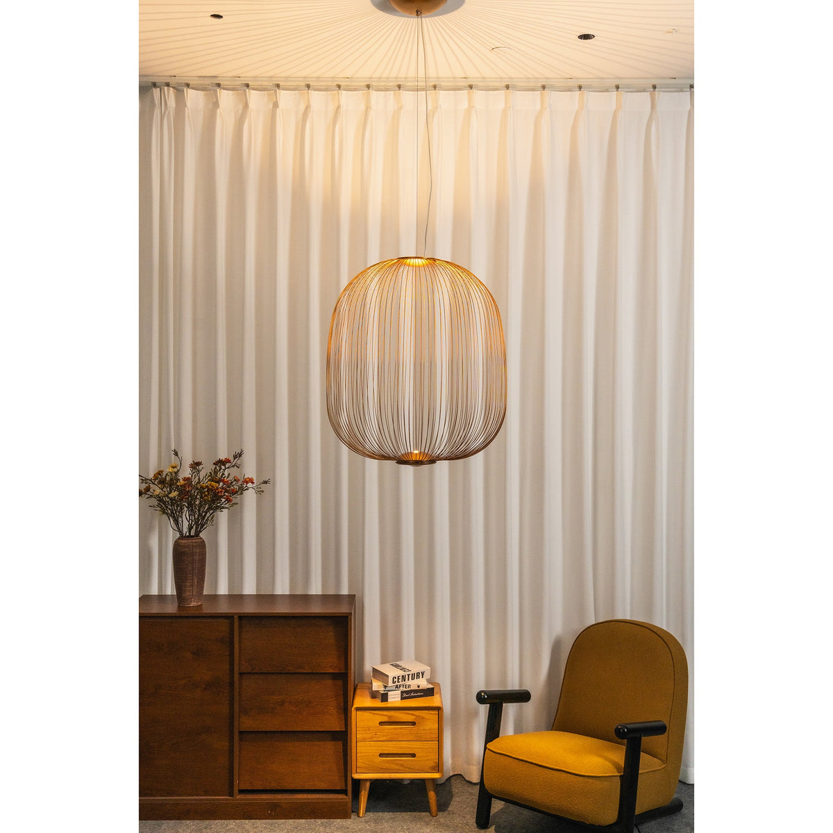 Spokes Cage Pendant Lamp - Wire Cage Geometric Overhead Light | Modern Aviary LED Pendant