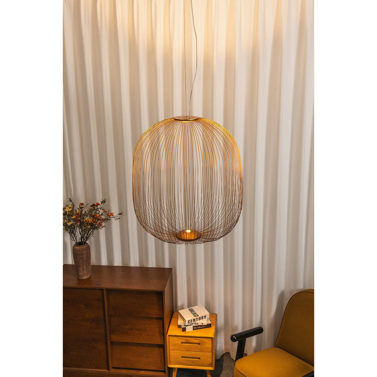 Spokes Cage Pendant Lamp - Wire Cage Geometric Overhead Light | Modern Aviary LED Pendant