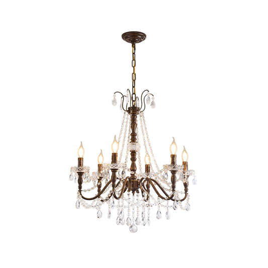 Sprig Heirloom Chandelier - Antique Brown & Gold Crystal Garland Light | Rustic Vintage Overhead Lamp