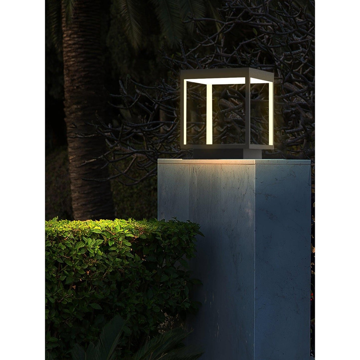 Square Frame Fence Post Outdoor Light - IP65 Stainless Steel Post Cap Light | Modern Outdoor Landscape Pillar Light
