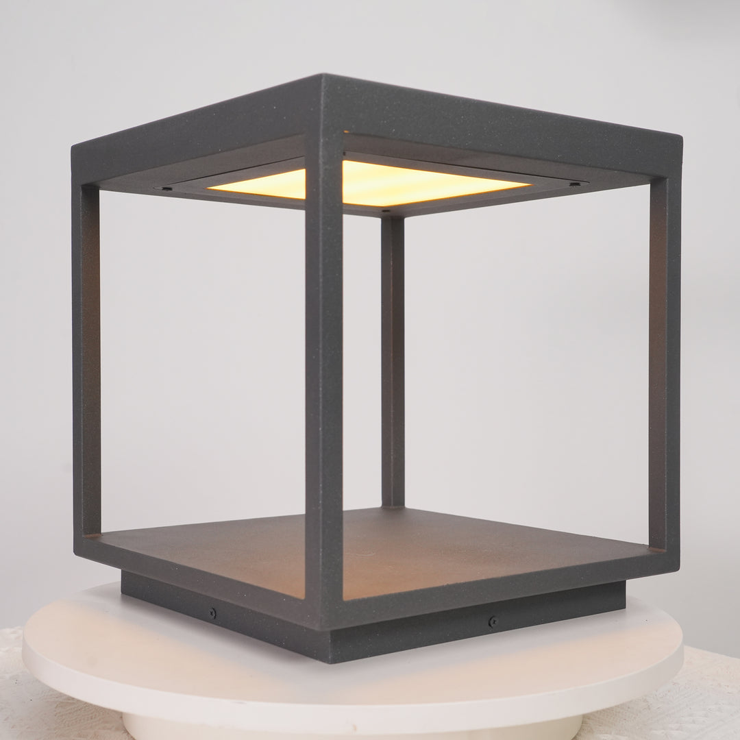 Square Frame Fence Post Outdoor Light - IP65 Stainless Steel Post Cap Light | Modern Outdoor Landscape Pillar Light