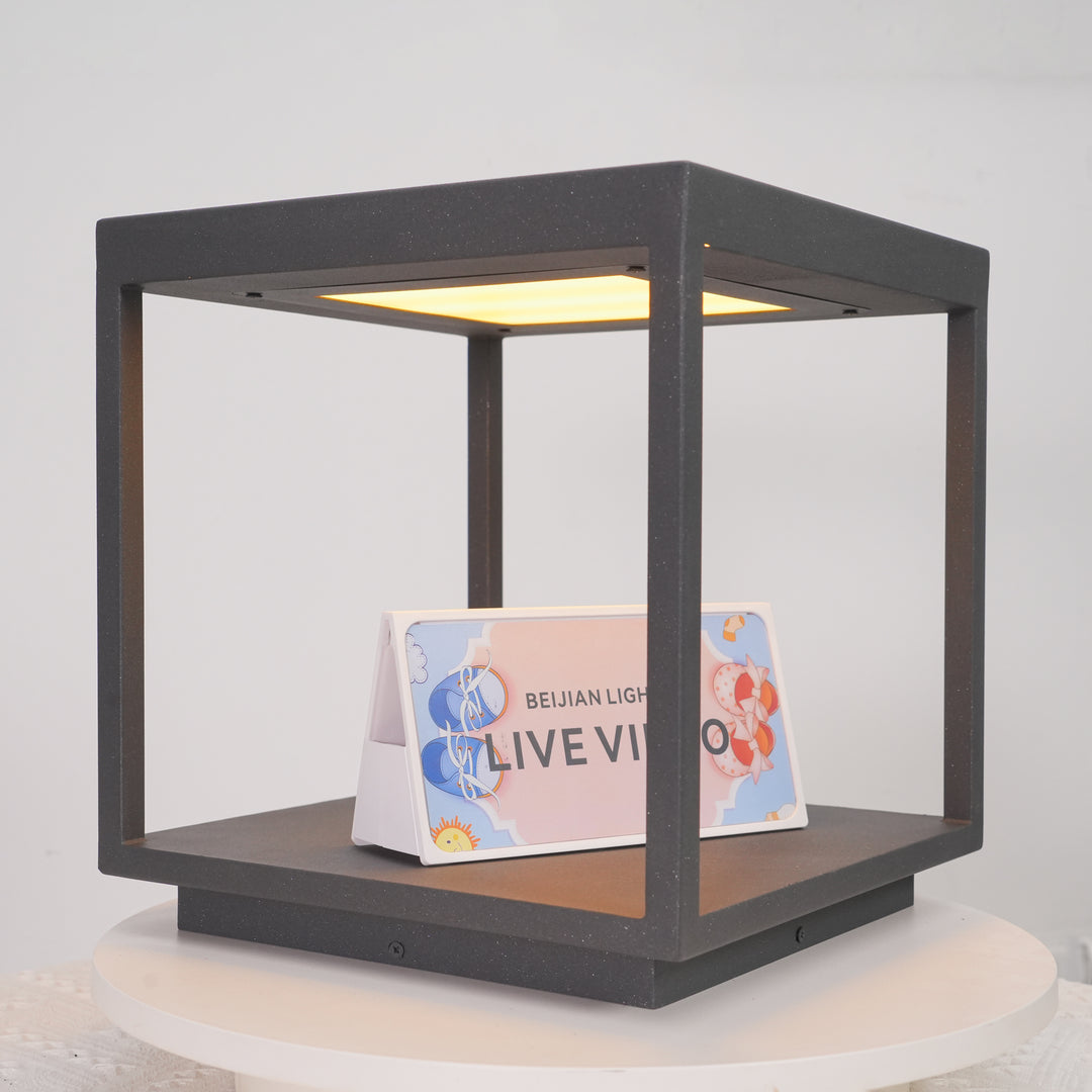 Square Frame Fence Post Outdoor Light - IP65 Stainless Steel Post Cap Light | Modern Outdoor Landscape Pillar Light