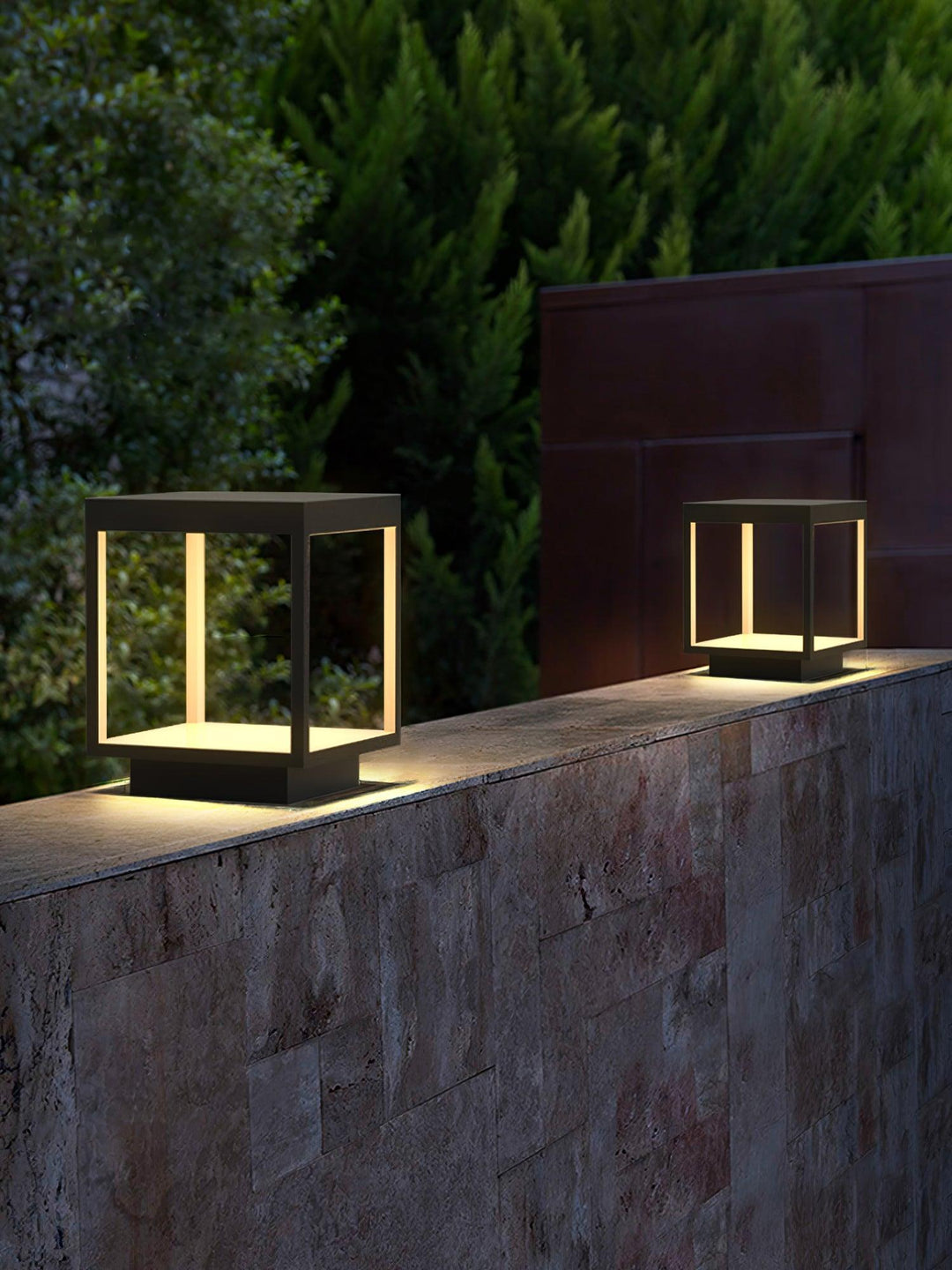 Square Frame Fence Post Outdoor Light - IP65 Stainless Steel Post Cap Light | Modern Outdoor Landscape Pillar Light