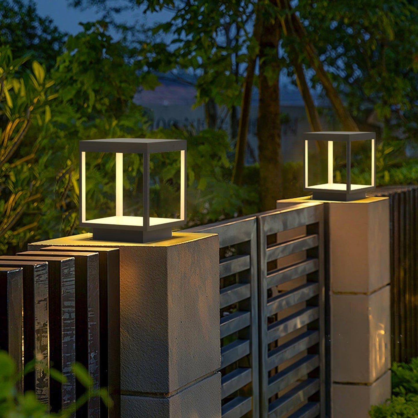 Square Frame Fence Post Outdoor Light - IP65 Stainless Steel Post Cap Light | Modern Outdoor Landscape Pillar Light