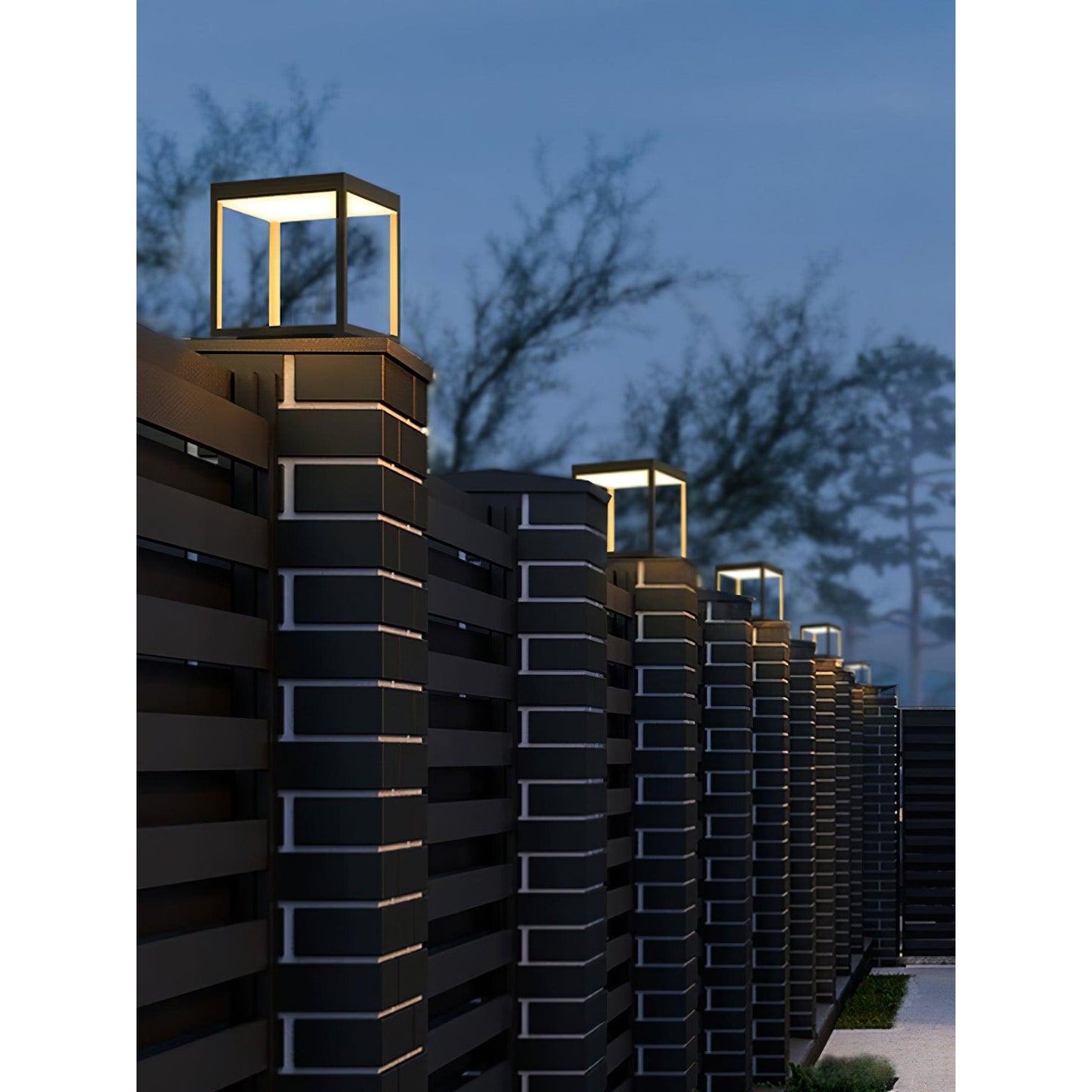 Square Frame Fence Post Outdoor Light - IP65 Stainless Steel Post Cap Light | Modern Outdoor Landscape Pillar Light