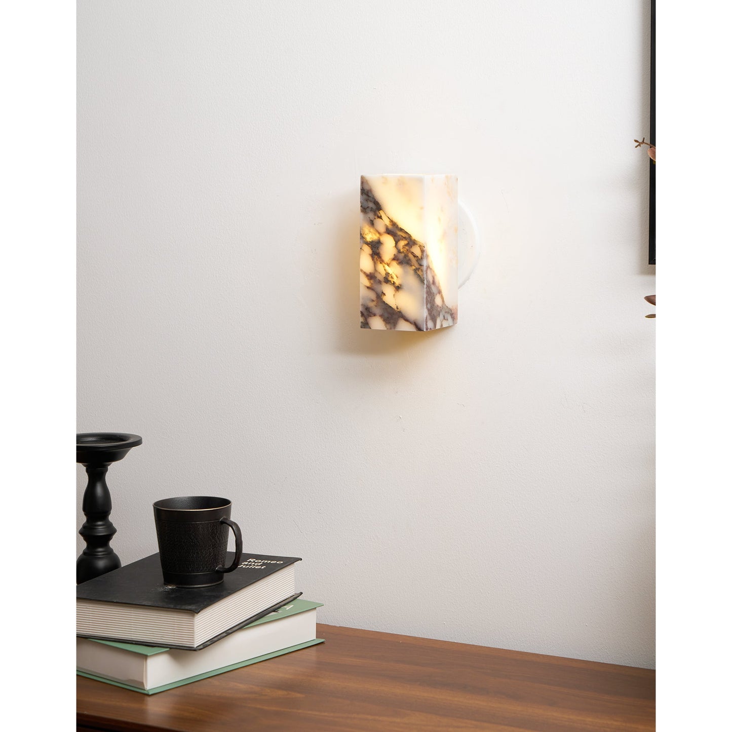 Square Marble Wall Lamp - Bulgari Marble Architectural Upward LED Sconce | Luxury Natural Stone Wall Light